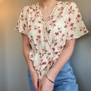 Floral short sleeve blouse, Sienna Sky, size small